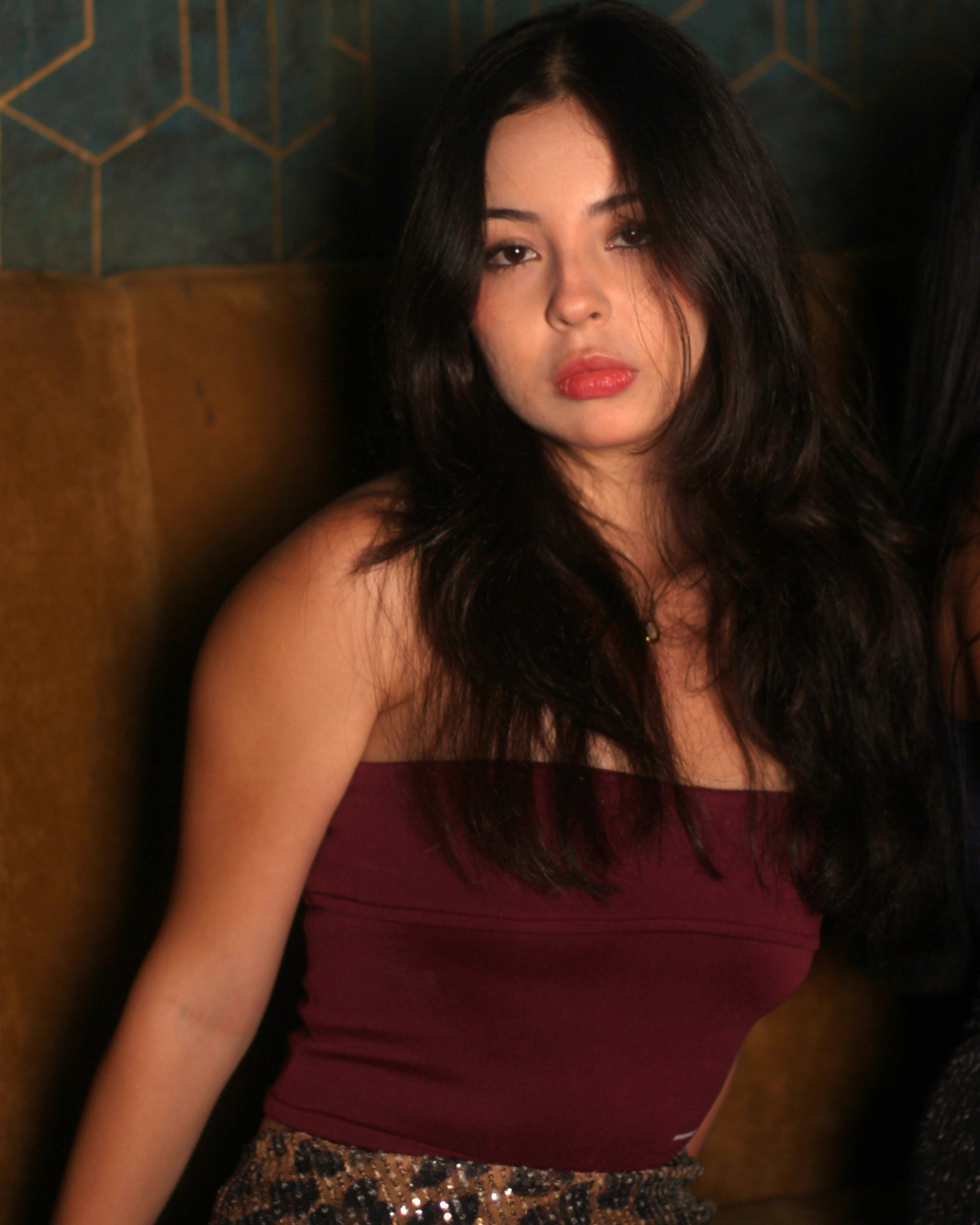 GLOW FIT - strapless top merlot