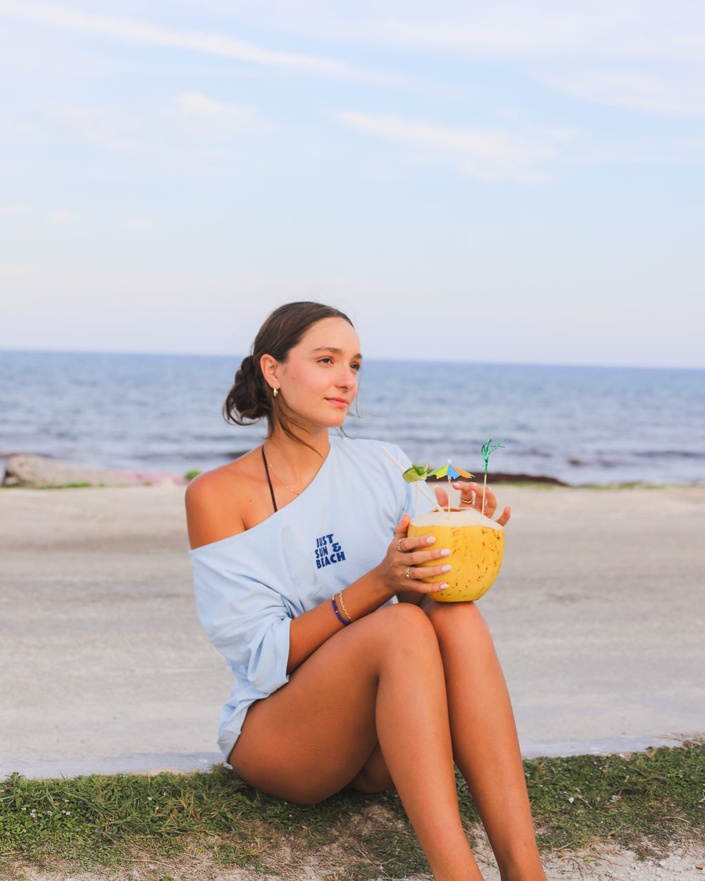 sun drip - one shoulder tee BLUE