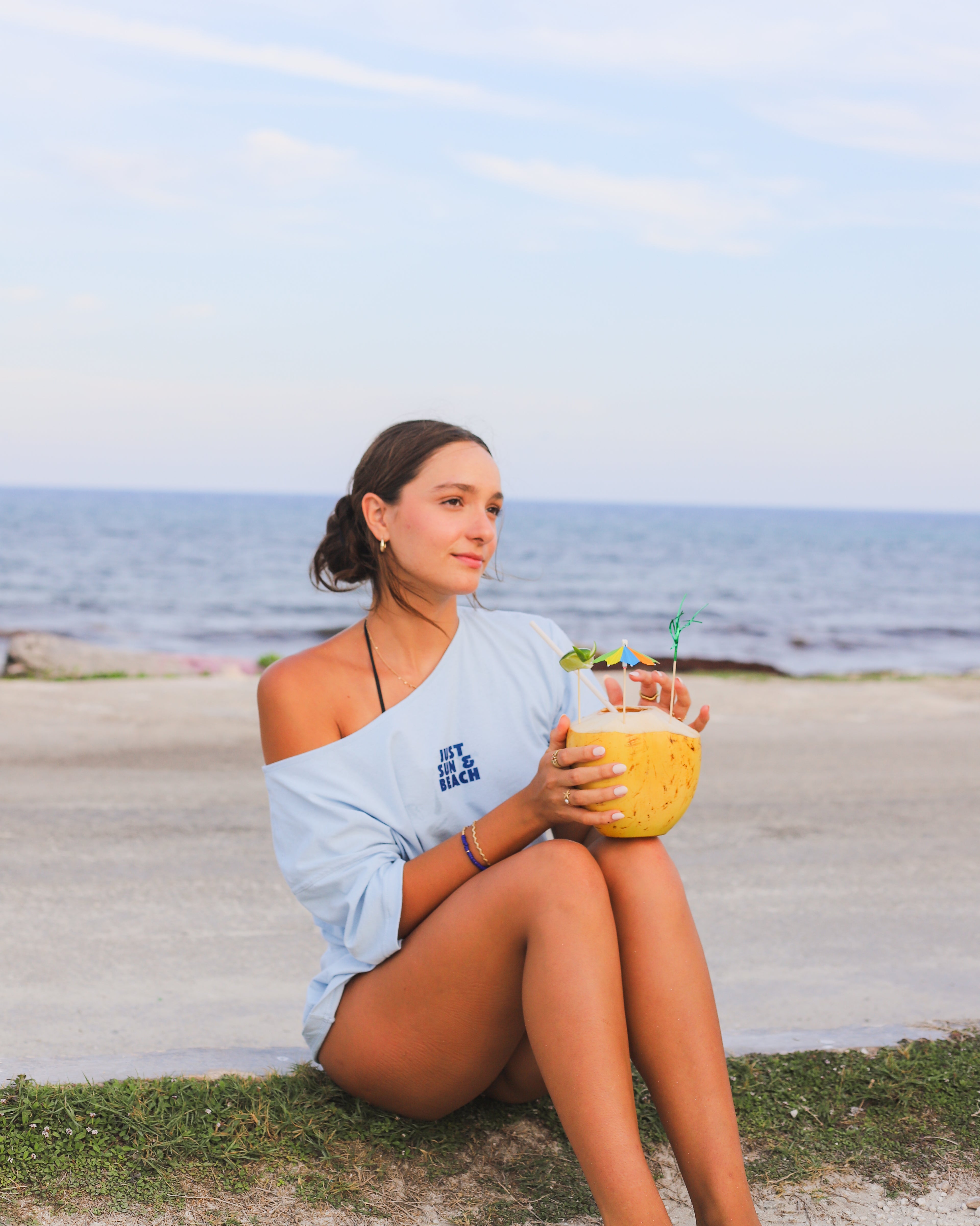 sun drip - one shoulder tee BLUE