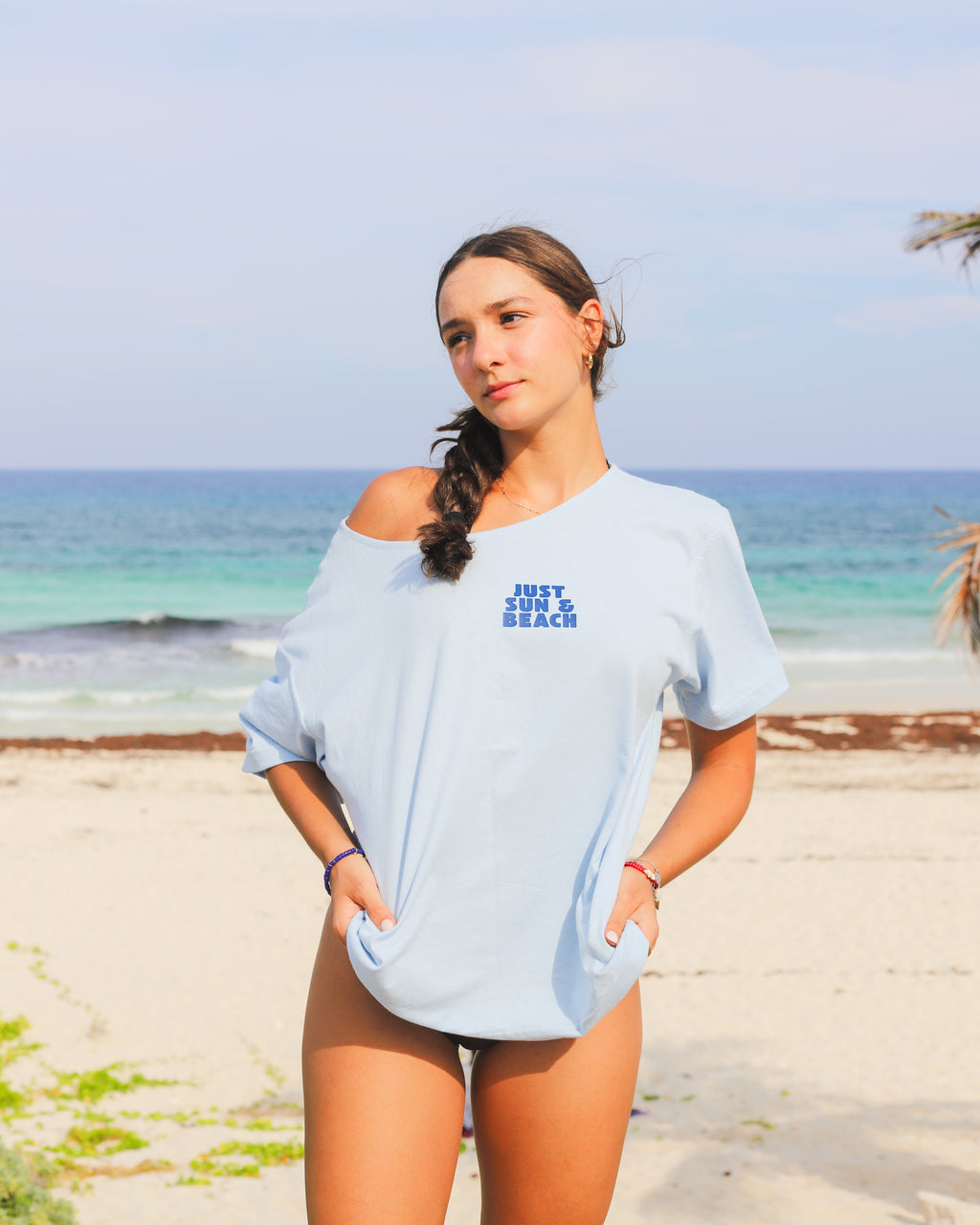 sun drip - one shoulder tee BLUE