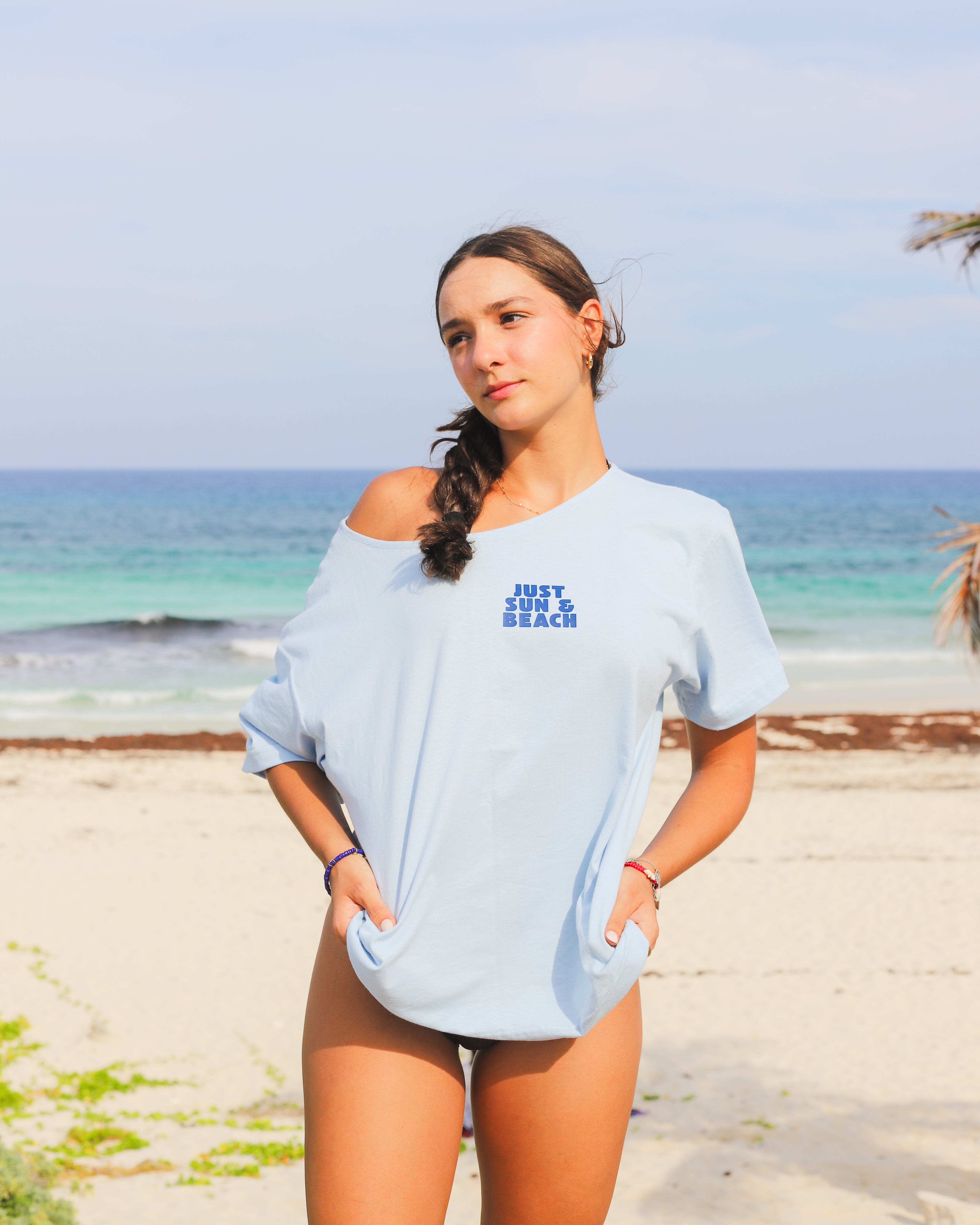 sun drip - one shoulder tee BLUE