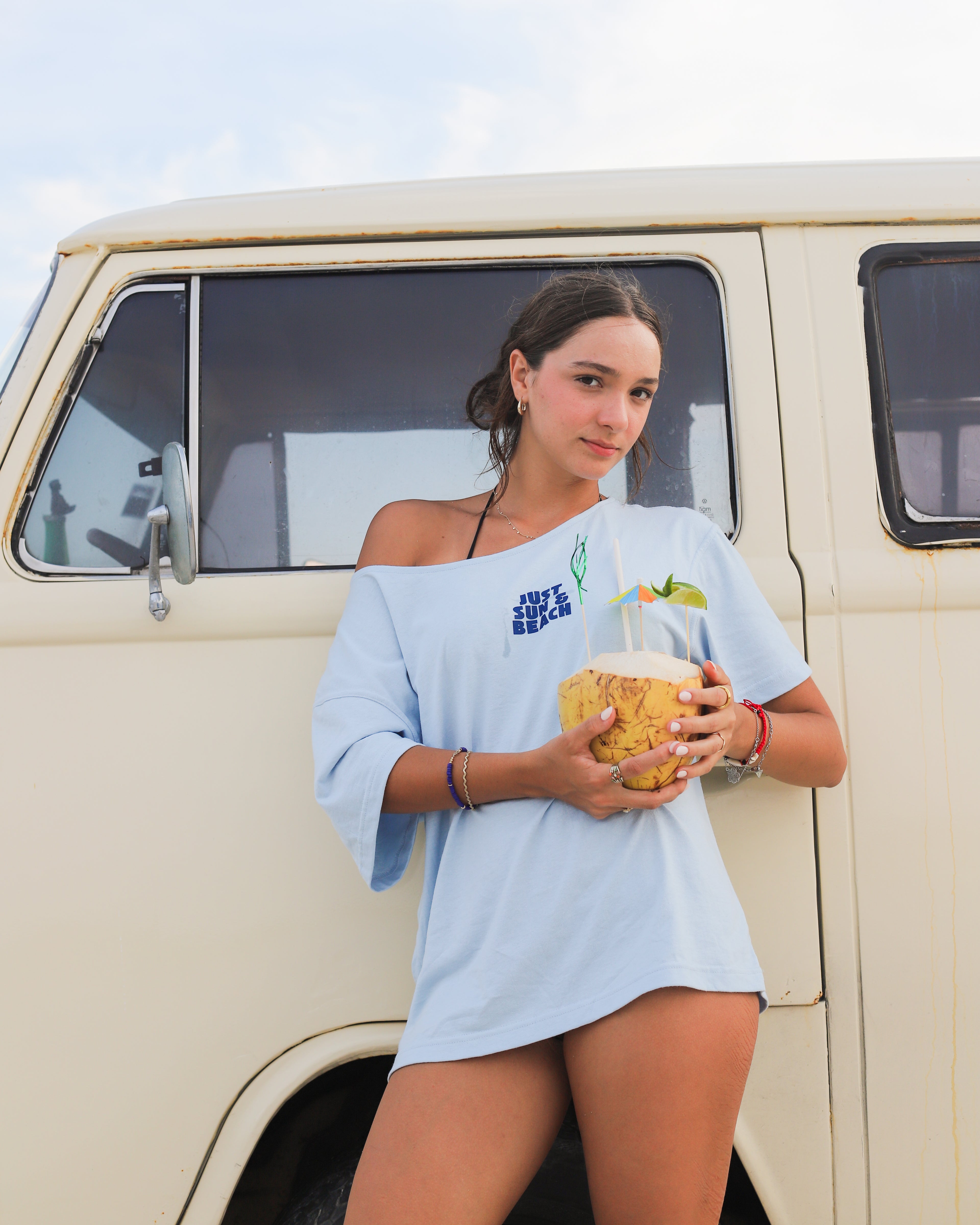 sun drip - one shoulder tee BLUE