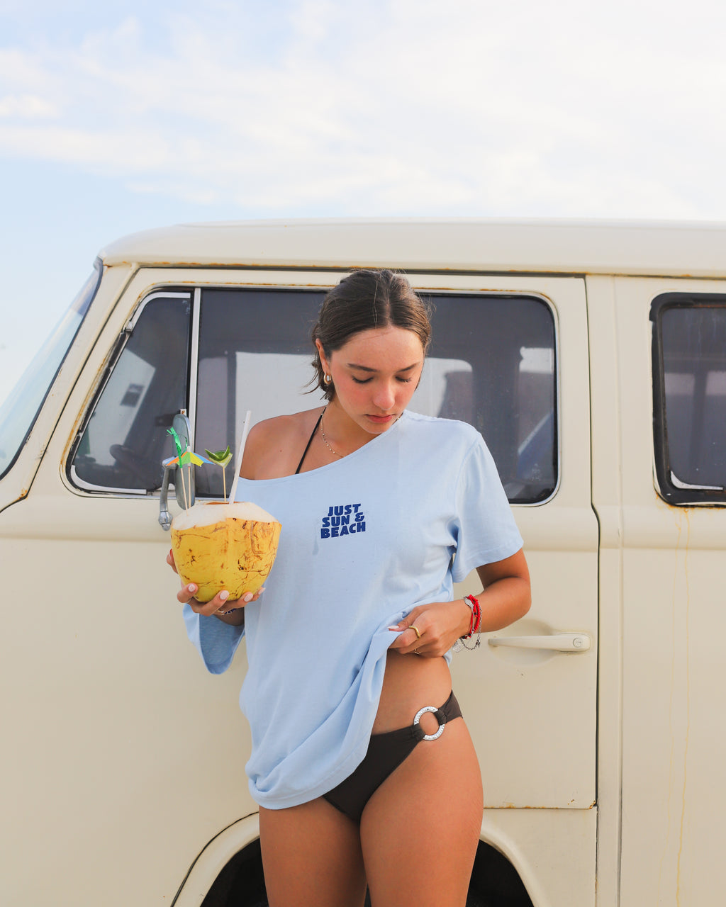 sun drip - one shoulder tee BLUE