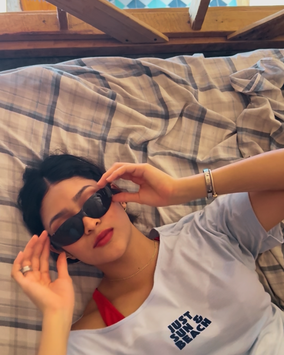 sun drip - one shoulder tee BLUE