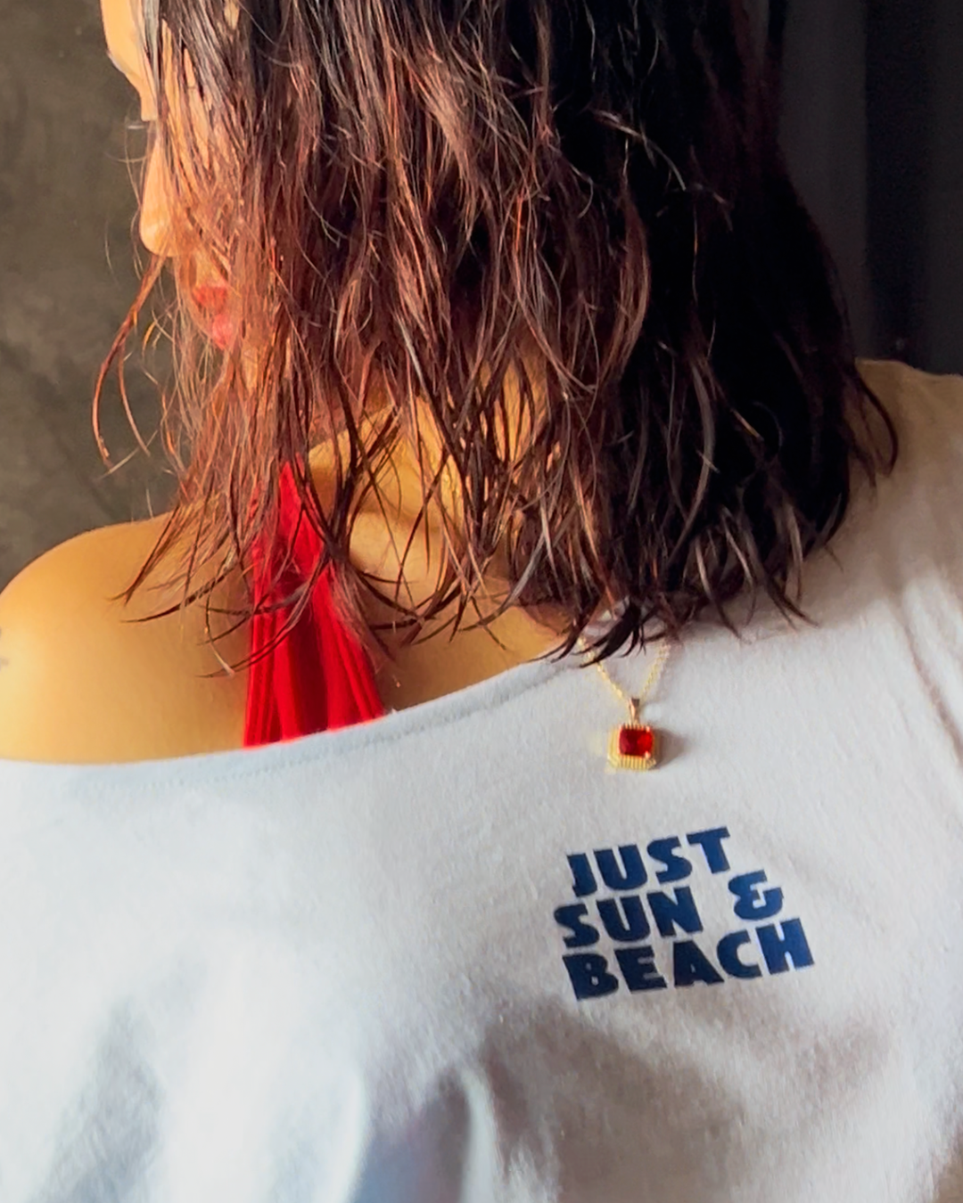 sun drip - one shoulder tee BLUE