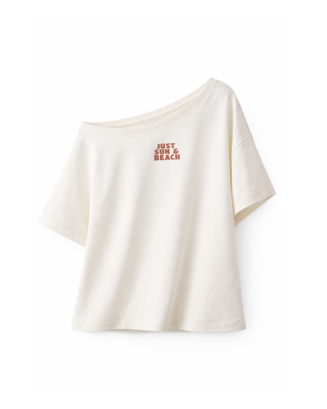 sun drip - one shoulder tee beige