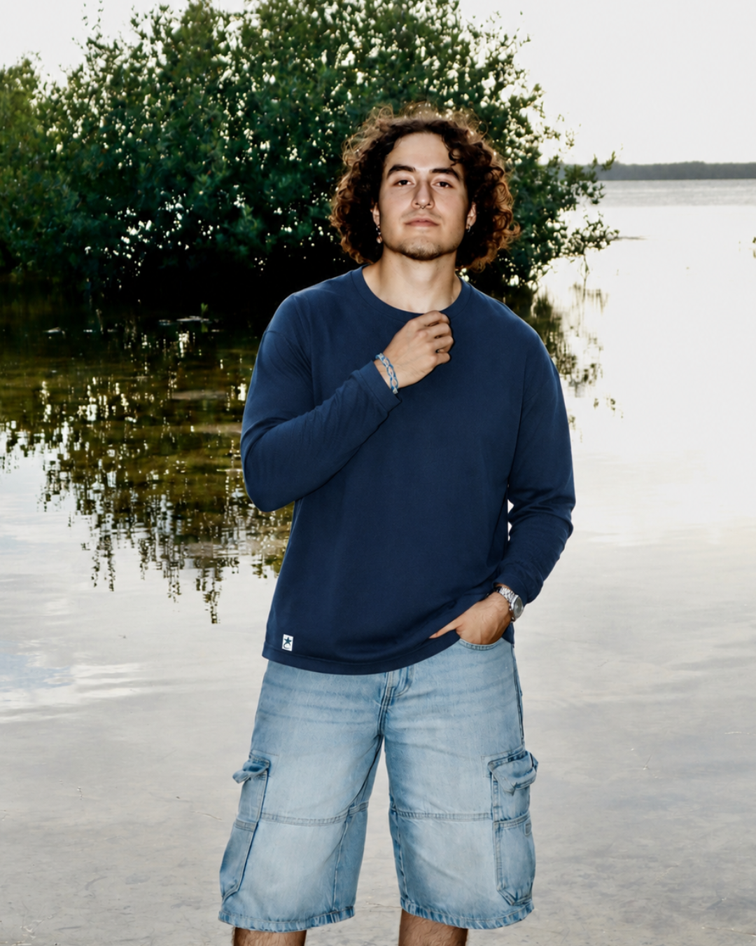 Blue palms long sleeve